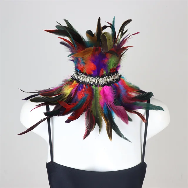 Feather Fake Collar Punk Gothic Necklace Party Costume Accessory Fashion Feather Cuffs For Women Props Stage Performance – Image 4