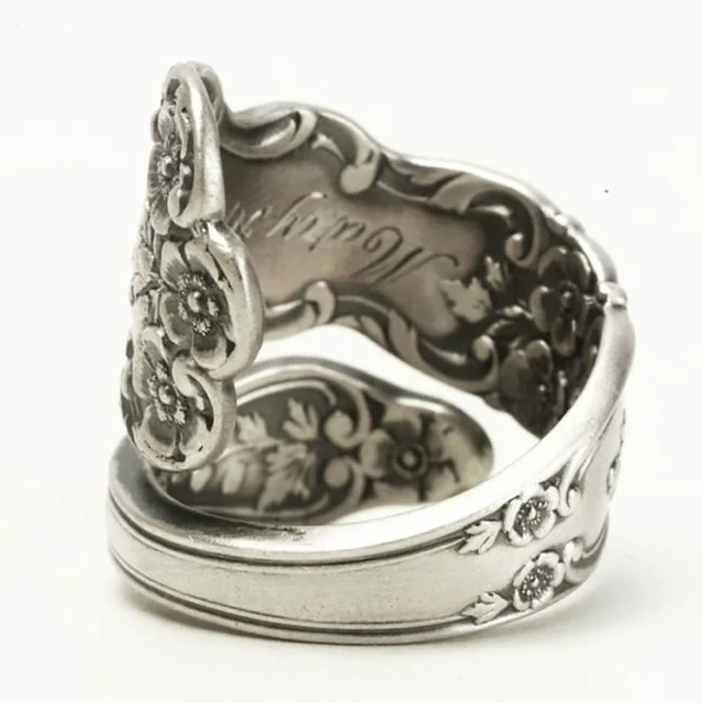 Bagues cuillère carrées en argent vintage pour femmes, cadeau de bijoux créatifs, mariage, fiançailles, fête – Image 3