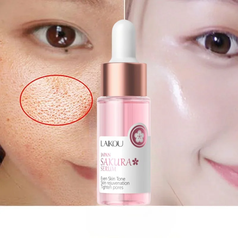 Sakura-Sérum anti-âge blanchissant pour le visage, estompe les ridules, resserre les pores, améliore le pigment de mélanine, hydratant, éclaircit la peau