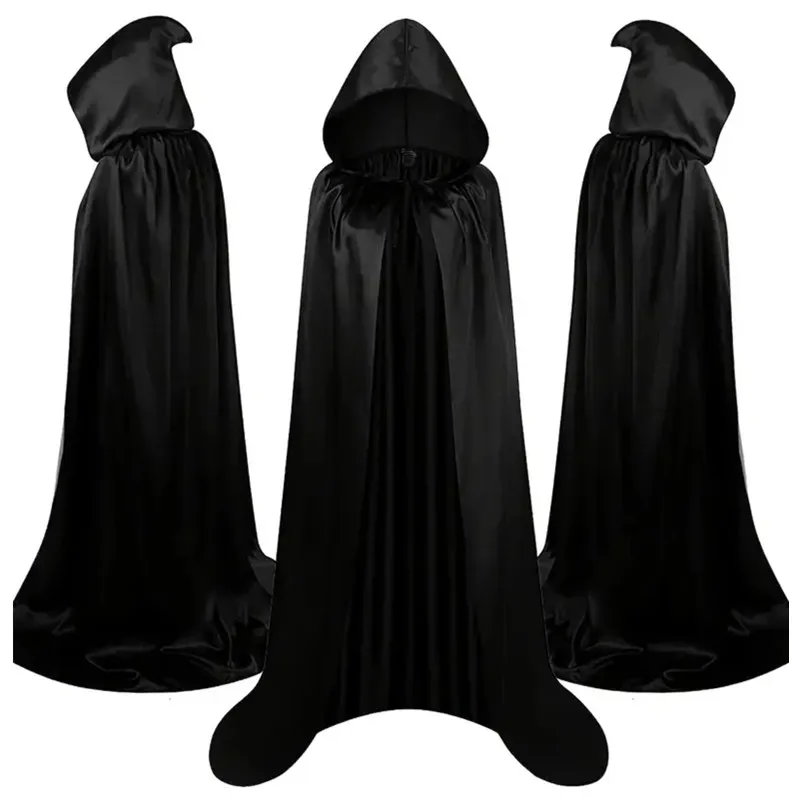 1pc Black Hooded Cloak, Witch Cosplay Accessories, Costumes Masquerade, Family Celebration Decor