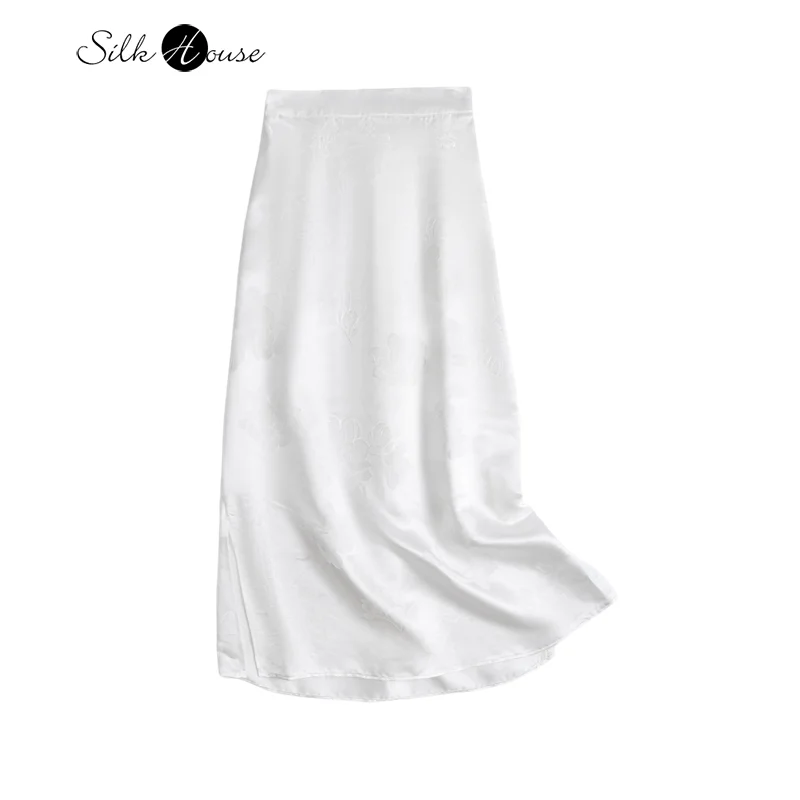 Injard de mûrier naturel pour femme, satin blanc, taille haute, sac polyvalent, jupe tube de hanche, mode automne, nouveau, 30mm, 100%