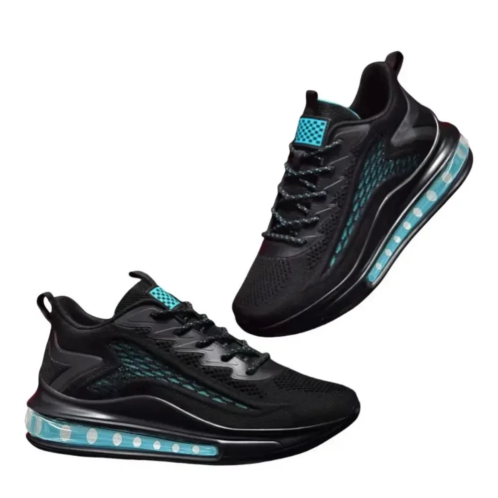 Chaussures de sport décontractées pour hommes, chaussures de sport légères, chaussures de course noires en maille respirante pour l'extérieur bleue, chaussures d'entraînement de jogging de sport