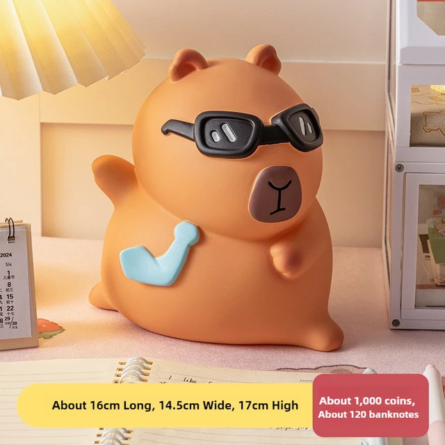 Pot d'épargne en vinyle Capybara, résistant aux chutes, peut être dans et hors des cadeaux pour enfants, banque d'argent, décoration de bureau, cadeau d'anniversaire – Image 5