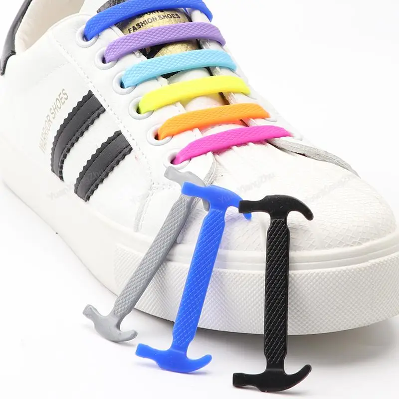 12 pièces lacets en Silicone sans cravate lacets de chaussures lacets élastiques baskets enfants adulte lacet en caoutchouc taille unique s'adapte à toutes les chaussures