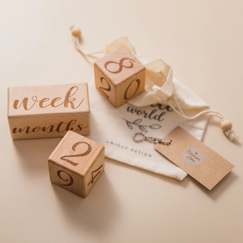 Blocs de jalon en bois pour bébé de 0 à 12 mois, accessoires commémoratifs de haute qualité pour la naissance du nouveau-né, accessoires de photographie pour nourrissons