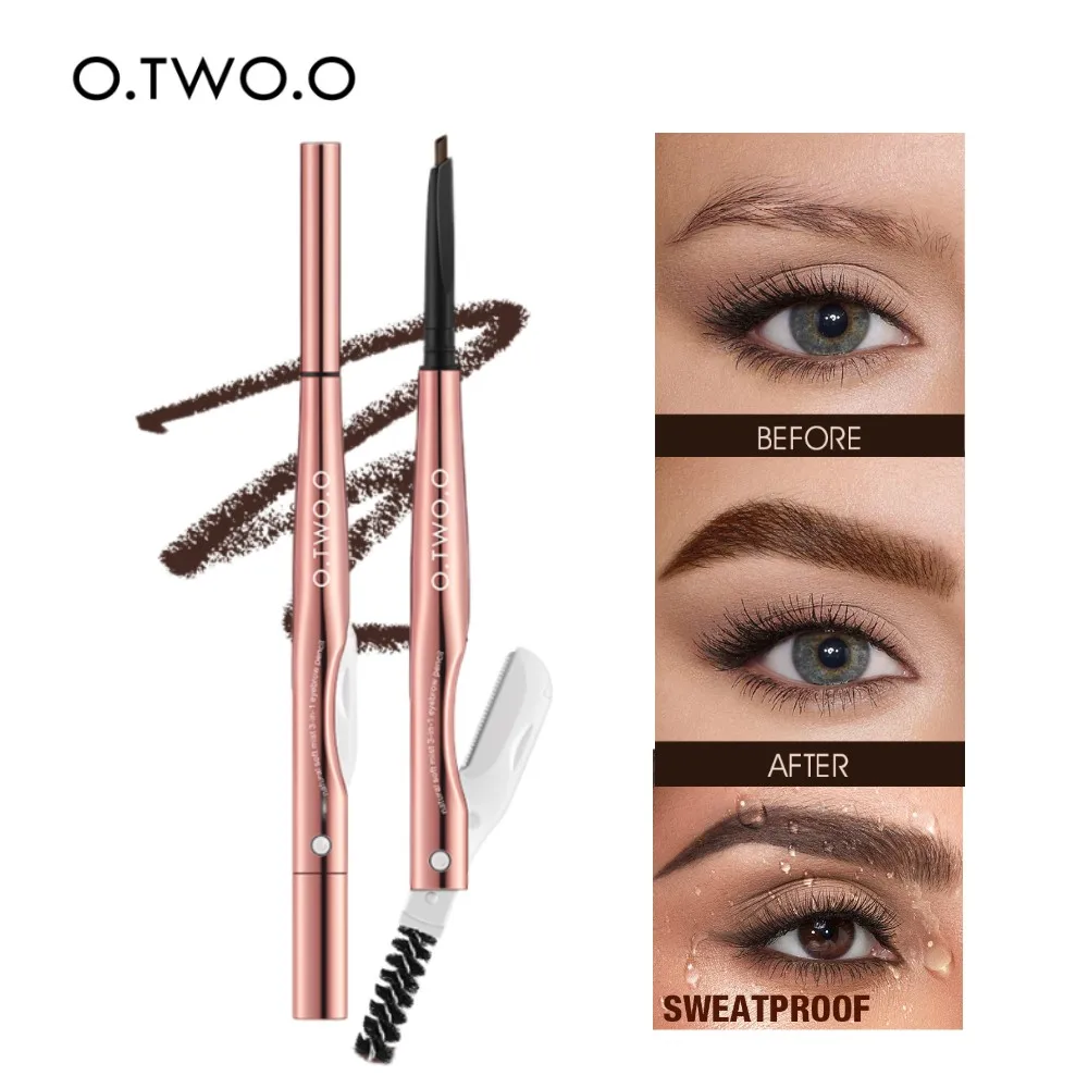 O.TWO.O 3 en 1 crayon à sourcils avec tondeuse à sourcils longue durée définisseur de sourcils précis couleur naturelle stylo à sourcils étanche