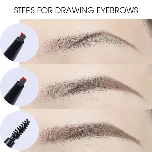 Crayon à sourcils rotatif gris marron, imperméable, durable, Triangle sans floraison, lisse, mat, Double tête, stylo de tatouage, maquillage – Image 6