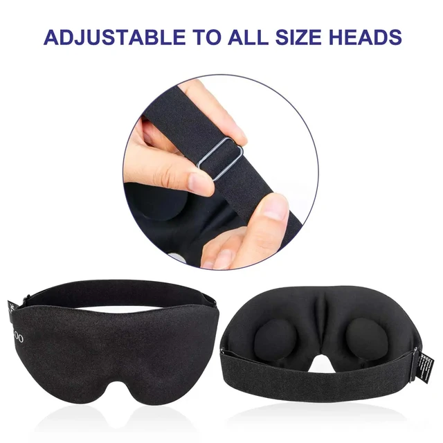 Masque pour les yeux pour dormir, bonnet profilé 3D, bandeau Concave moulé, masque de sommeil de nuit bloquant la lumière avec femmes et hommes avec bouchons d'oreilles – Image 4
