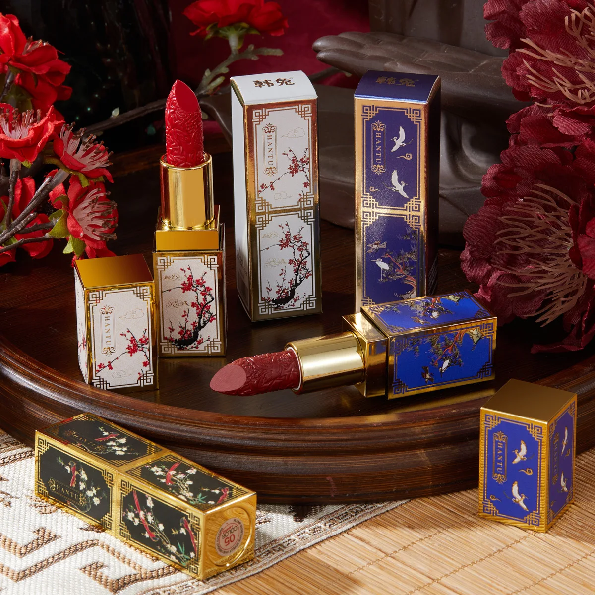 Rouge à lèvres antique de Style chinois, maquillage étanche, pas facile à décolorer, rouge à lèvres Vintage, cosmétique