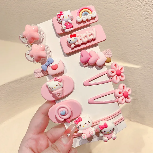 Épingles à cheveux dessin animé Disney pour filles, pinces à cheveux mignonnes, Lotso StellaLou, Hello Kitty, cadeau de coiffure pour tout-petits, 12 pièces – Image 5