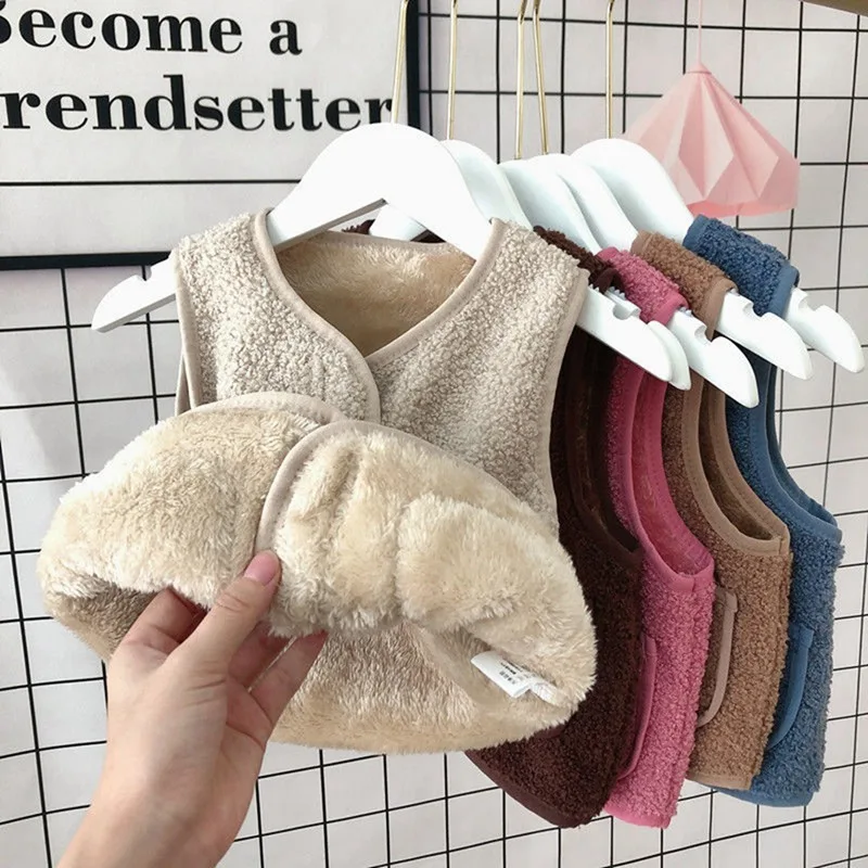 Manteau d'hiver chaud en velours d'agneau pour enfants, gilet pour garçons et filles, vêtements d'automne, mode pour enfants, couleurs de bonbons