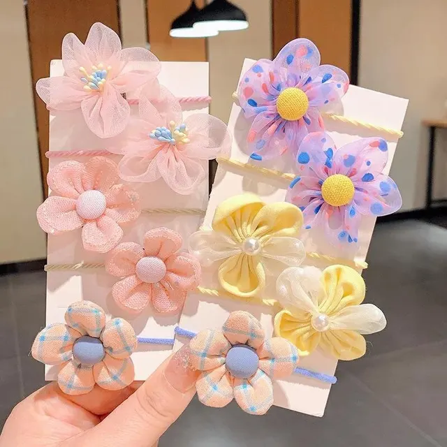 10 pièces mignon fleur bébé bandes de cheveux dentelle élastique fille bandes de caoutchouc cordes de cheveux enfants cheveux accessoires – Image 3