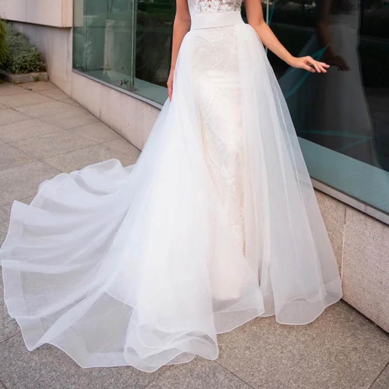Robes de mariée en organza blanc avec poignées amovibles, pardessus de soirée pour patients, jupe de mariée éducative, haute qualité