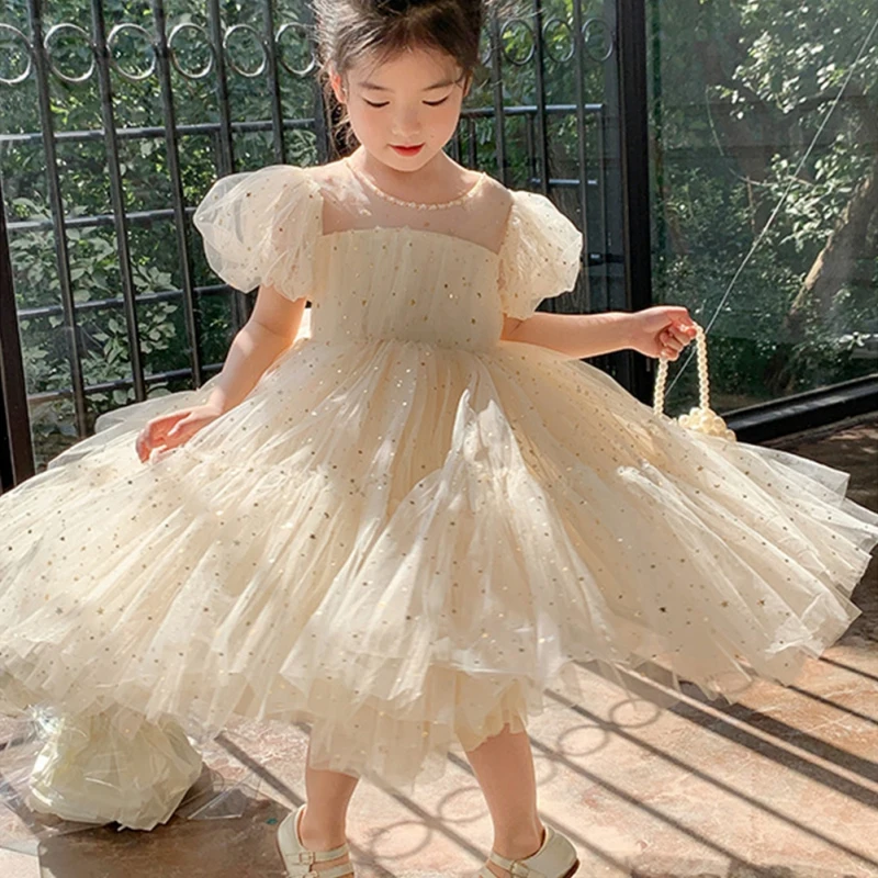 Robe d'été en fil rêveur pour filles, robe de princesse pour enfants, tempérament de bébé, dépannage, mignon, doux