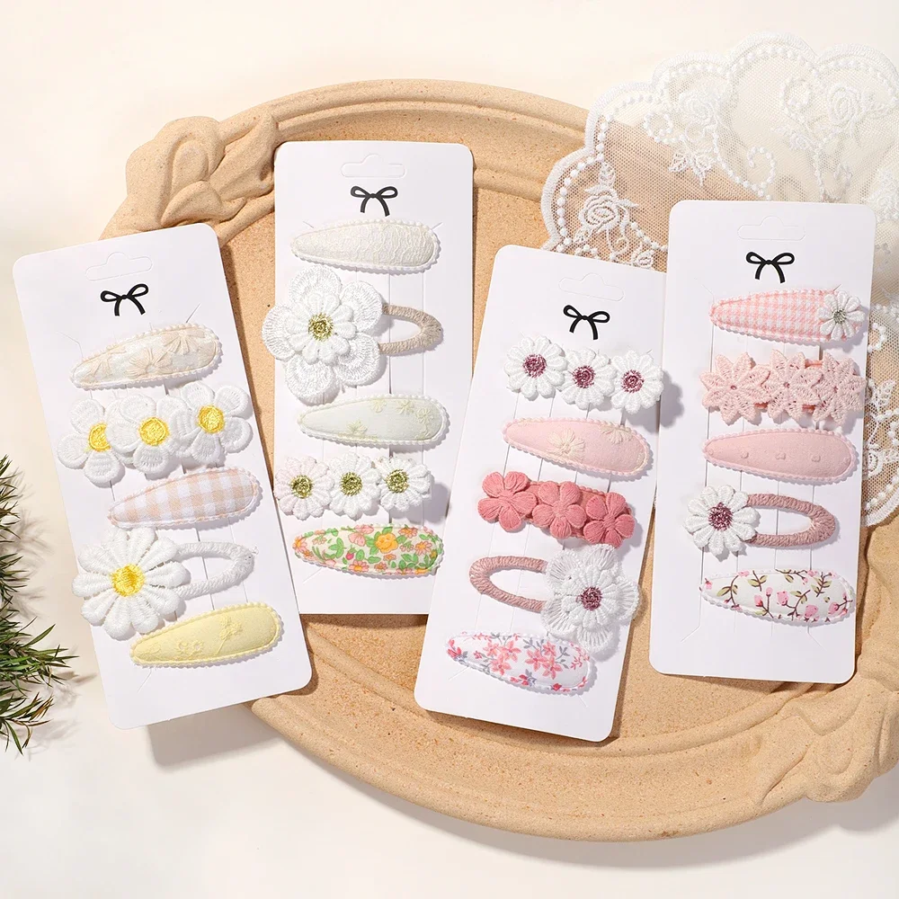 Nouveau 5 pièces BB Clips ensemble pour enfants cheveux accessoires doux imprimé Hairbangs pince à cheveux filles Barrette Ins Style marguerite épingle à cheveux ornements