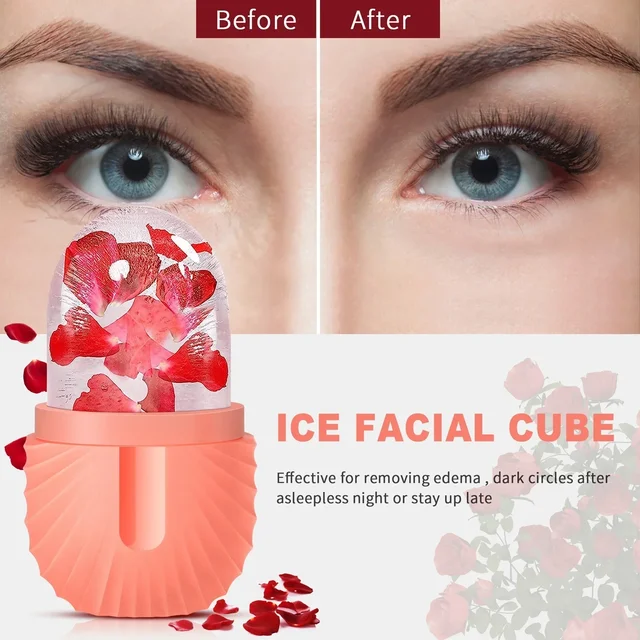 Rouleau de glace en Silicone pour le visage, rétrécit les Pores, élimine les cernes, Massage de la peau, beauté du visage, outil de soins de la peau pour les yeux et le cou – Image 4