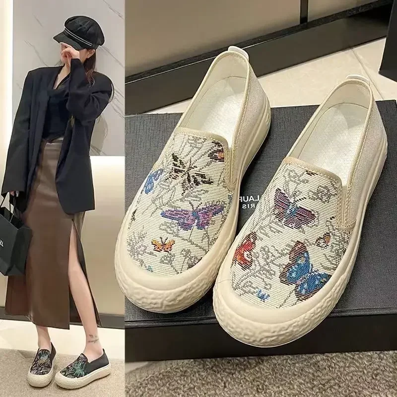Sapatos de pescador élégants e luxuosos para mulheres, sapatos de lona confortables et respiráveis, solas macias, novos