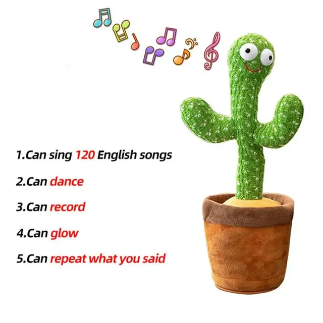Jouet Cactus dansant 1 pièce, répétition parlant, haut-parleur de chanson, débris de danse, chant parlant, peluche en peluche, Interaction et décoration – Image 2