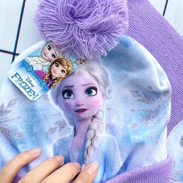 Chapeau pour enfants nouveau automne hiver ELSA dessin animé chapeau écharpe gants enfants enfant en bas âge fille chapeau et écharpe ensemble – Image 2