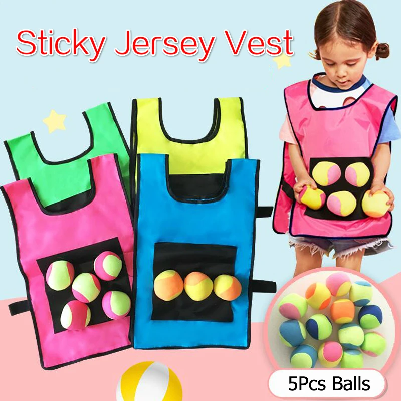 Accessoires de jeu de Sport en plein air, gilet en Jersey collant, gilet de jeu avec balle collante, jouets de lancer pour enfants, jouet de Sport pour enfants