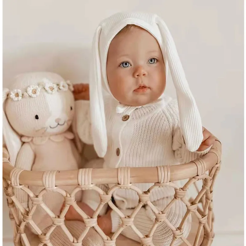 Bonnet lapin à longues oreilles pour bébé fille et garçon, accessoire de photographie pour nouveau-né