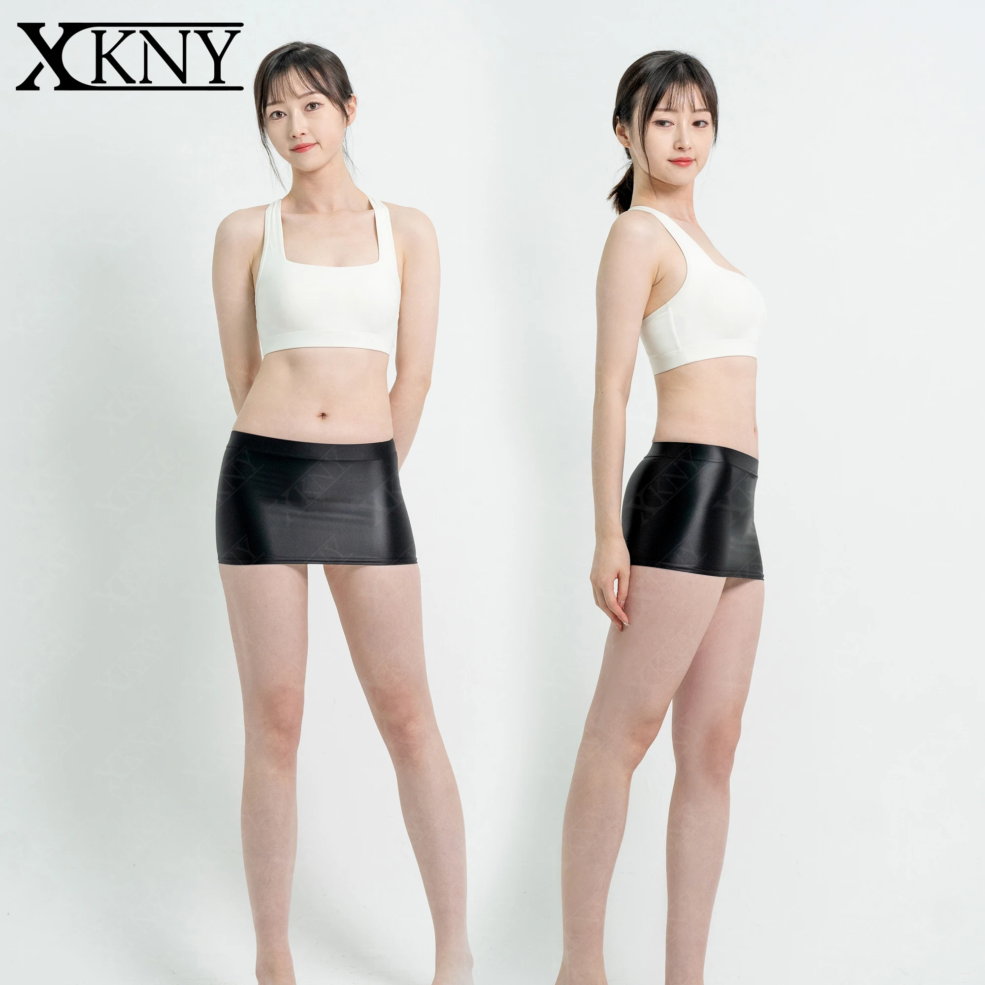 XCKNY-Jupe élastique brillante, demi-corps, super courte