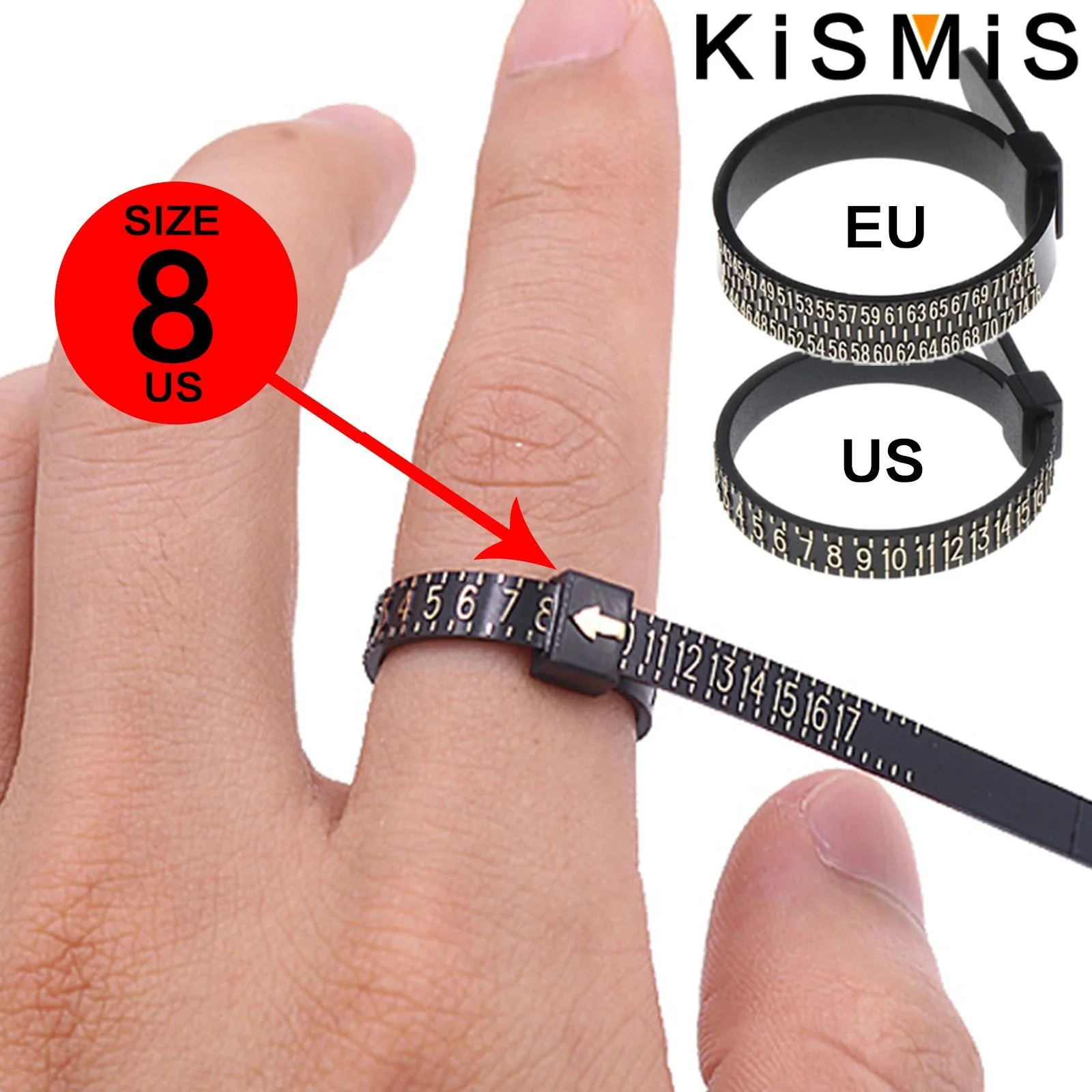 KISMIS 1 PC blanc/noir tailles américaines/ue bague de mariage bague Sizer mesure véritable testeur doigt jauge bijoux accessoires outils