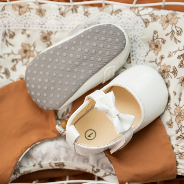 KIDSUN nouveau-né bébé chaussures infantile filles chaussures PU anti-dérapant nœud papillon classique princesse robe chaussures enfant en bas âge premier marcheur berceau chaussure – Image 2