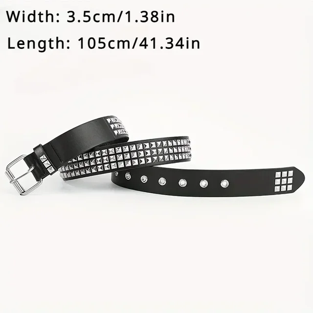 Ceinture pyramide en métal pour hommes et femmes, rivets à perles carrées, matériel Punk, ceinture en jean Y2K, ceinture de styliste, nouvelle collection 2024 – Image 5