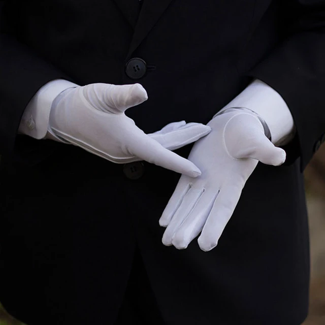Gants formels blancs élégants, garde de smoking à doigt complet, défilé du père noël pour hommes, mitaines de conduite d'inspection fantaisie, gants antidérapants pour femmes – Image 3