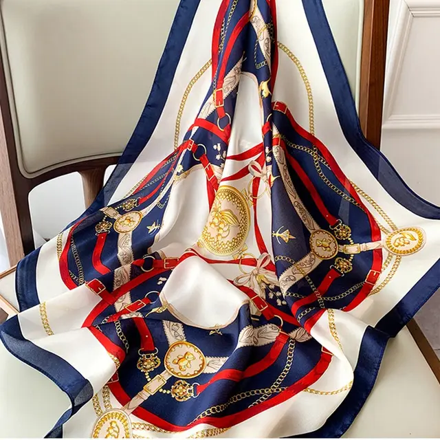 70cm Foulard Carré En Soie Femmes Satin Bandana Imprimé Foulards Bandeau Mode Dame Cheveux Châle Wrap Femme Foulard Hijab – Image 4