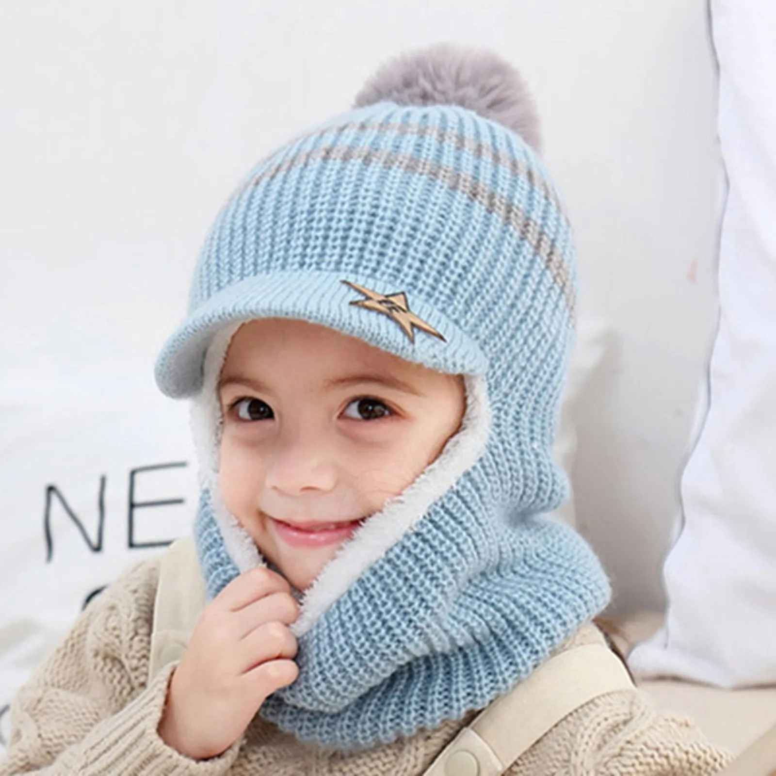 Casquettes à capuche pour enfants, coupe-vent, Ski, cyclisme, écharpe à oreillettes, chapeau en tricot épais et chaud, accessoires pour temps froid, hiver 2024