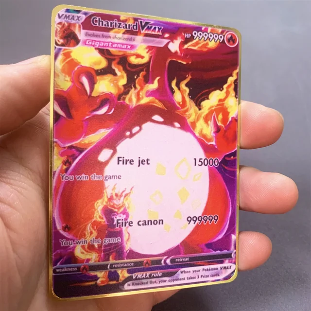 Pokemon Metal Card, 10000 Points, Arc192., Charizard, Raichu, Super Card, Golden English, Mewtwo, Vmax, GX, EX Anime Collection Cards, Gift – Image 4