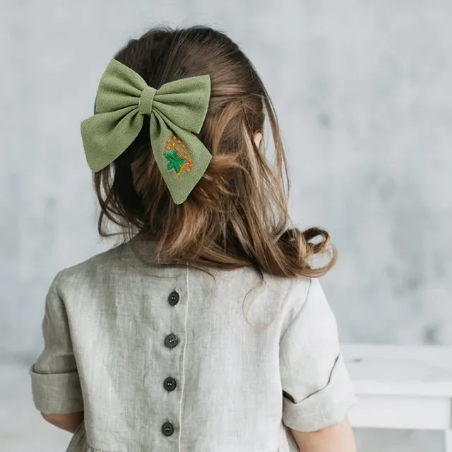 Pinces à cheveux avec nœuds brodés pour filles, épingles à cheveux solides, barrettes de ruban faites à la main, épingle à cheveux papillon pour enfants, vêtements de sauna coréens, mode – Image 2