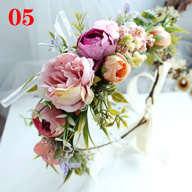 Couronnes de fleurs bohème pour femmes et filles, bandes de sauna, pièces de sauna de mariée, guirxiété florale, couronnes de mariage, vêtements de fête, printemps – Image 5