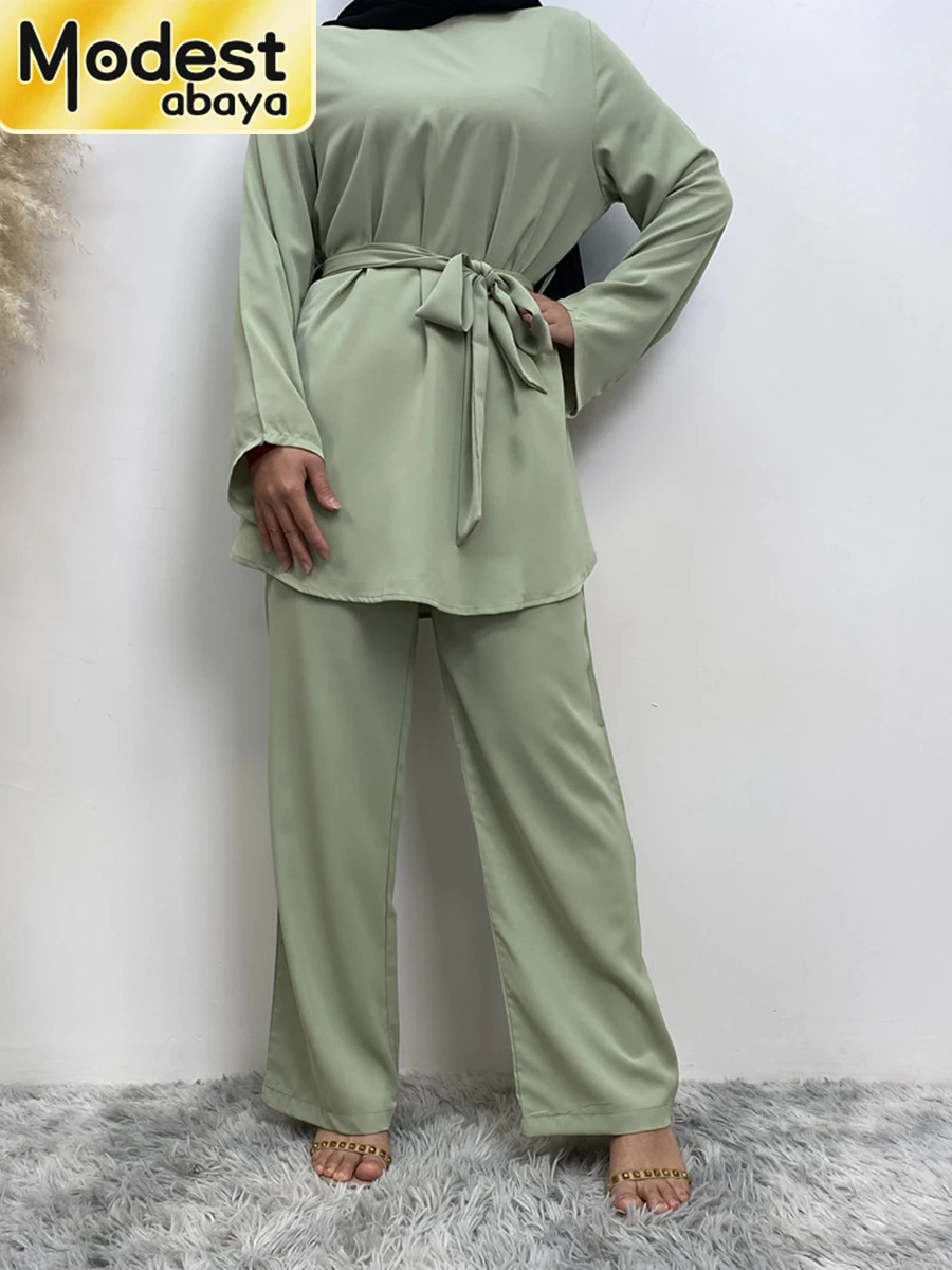 Abayas Modestes pour Femmes Musulmanes, Ensembles de Ramadan Turquie Dubaï Kaftan Islam Vêtements Caftan Hijab Robe Musulmane