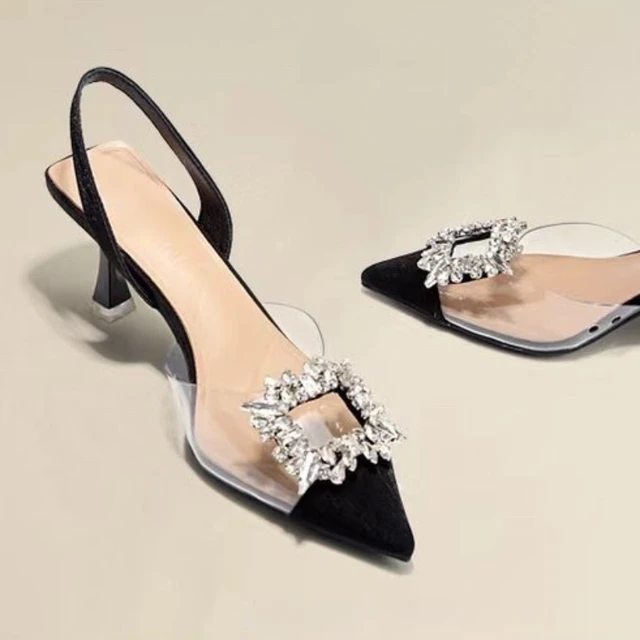Talons hauts en cristal transparent pour femmes, Parker pointu, confortable, nouveau, sexy, document solide, mode printemps et automne, banquet – Image 2