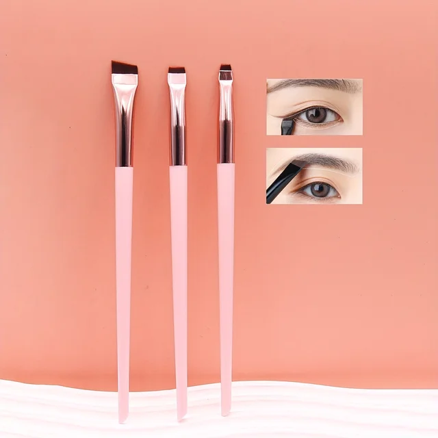 3 pièces ensemble de pinceaux de maquillage, brosse d'eye-liner à lame fine tête oblique brosse à sourcils contour eyeliner ultra-mince ombre à paupières brosse maquillage b – Image 5