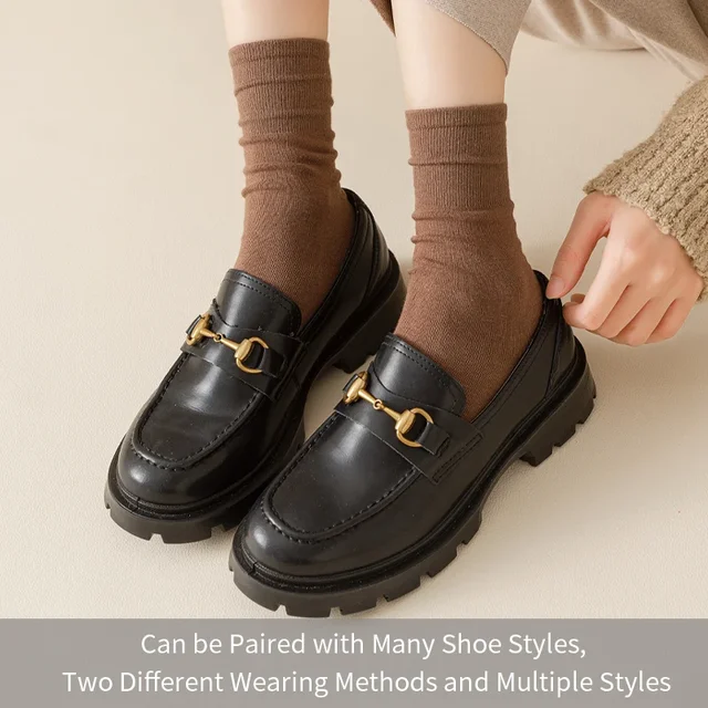 6 paires de chaussettes mi-tube simples et confortables pour femmes, couleurs unies, couleur dégradée kaki, printemps ou été – Image 2