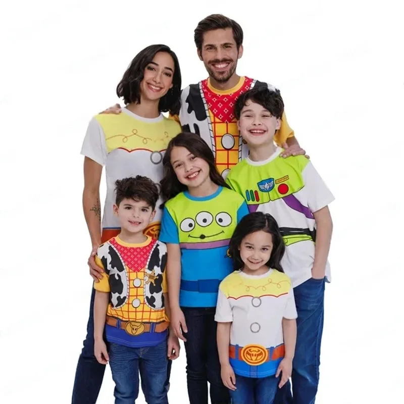 Toy Story Woody Buzz Lightyear correspondant famille Cosplay T-Shirt haut T-Shirt famille vêtements Costume Streetwear hommes femmes garçons filles
