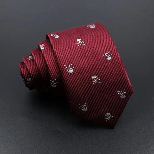 Nouveau décontracté mince crâne cravates pour hommes classique Polyester rouge bleu cravates mode homme cravate pour fête de mariage Cosplay cravate – Image 4