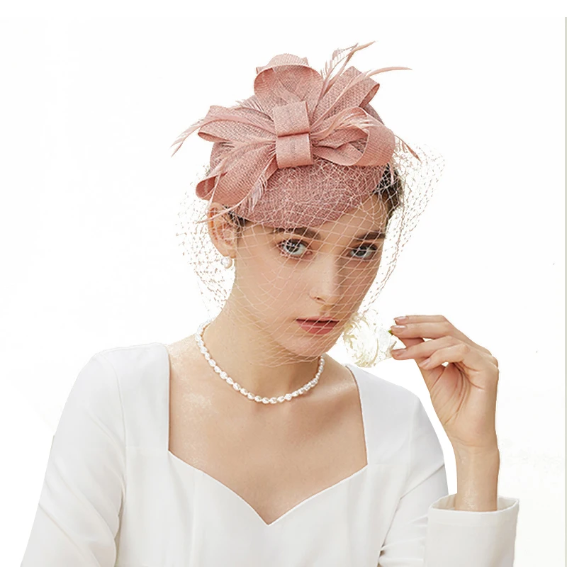 Fascinateurs de pilulier élégants pour femmes, bandeau de sauna, chapeau de thé, voile de tri Derby pour cocktail