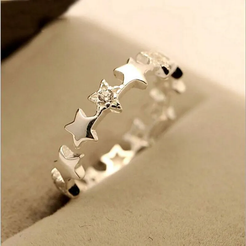 Bijoux en argent Sterling 925, petites étoiles fraîches, prévention du cristal, belles bagues d'ouverture simples