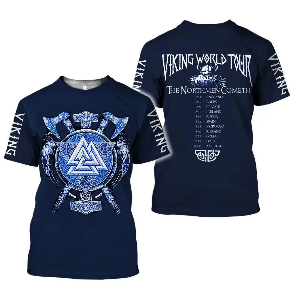 Europe et états-unis populaire Viking impression 3D 2025 nouveaux T-shirts pour hommes et femmes T-shirts à manches courtes pour enfants haut