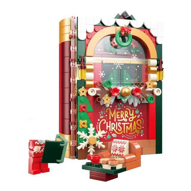 JK5155 Christmas stereo album book Christmas tree creative table decoration for boys and girls Christmas building blocks toys – Image 6