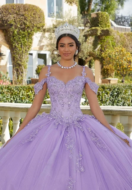 Bleu 2024 Quinceanera robes dentelle Appliques perles chérie bretelles Spaghetti robes De bal robes De 15 ans – Image 3