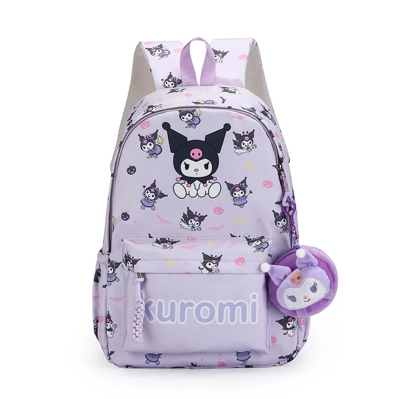 Sac à dos Hello Kitty Sanrio Anime, sacs d'école Kuromi cannelle avec breloque portefeuille, sac à dos de voyage décontracté pour étudiante et fille