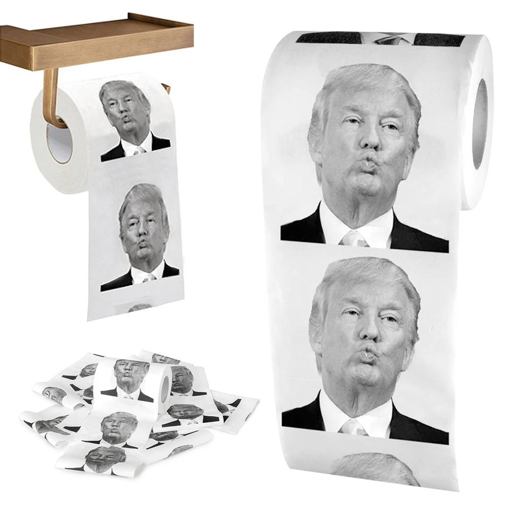 Rouleau de mouchoirs en papier non décolorés, farce sans poussière, cadeau amusant, Donald Trump, farce créative, bâillon