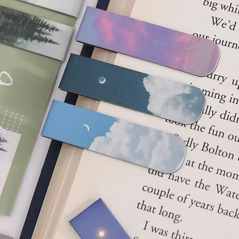Marque-pages nuages fantastiques, Clips magnétiques Kawaii pour livres, articles de lecture, porte-Page, papeterie coréenne, fournitures de bureau, 2 pièces/ensemble