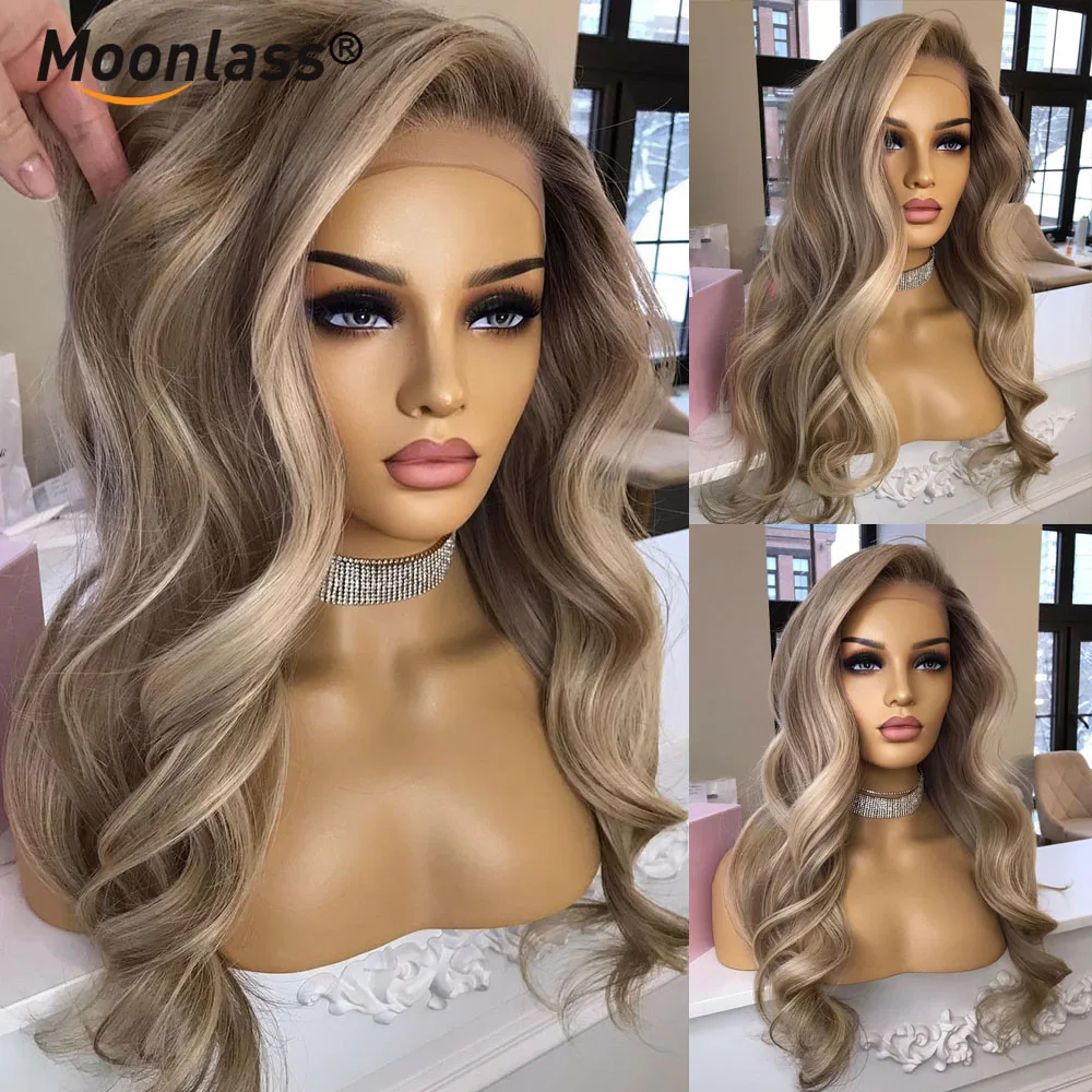 260% Density 100% Raw Human Hair Wig Vanilla Cream Blonde Balayage Color Salon Hair Coloring Wig Body Wave 13x6 Lace Front Wigs